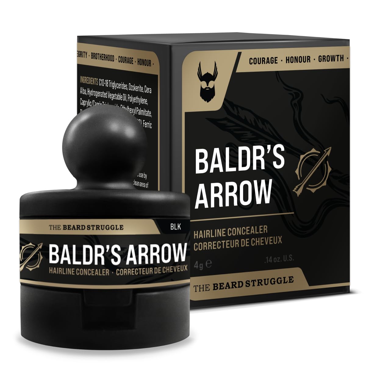 Hairline Powder by The Beard Struggle Root Touch Up Hair Color Hair Concealer for Men Instantly Conceals Hair Loss Baldrs Arrow - Covers Thin Hair & Bald Spots - Sweat Resistant - Black