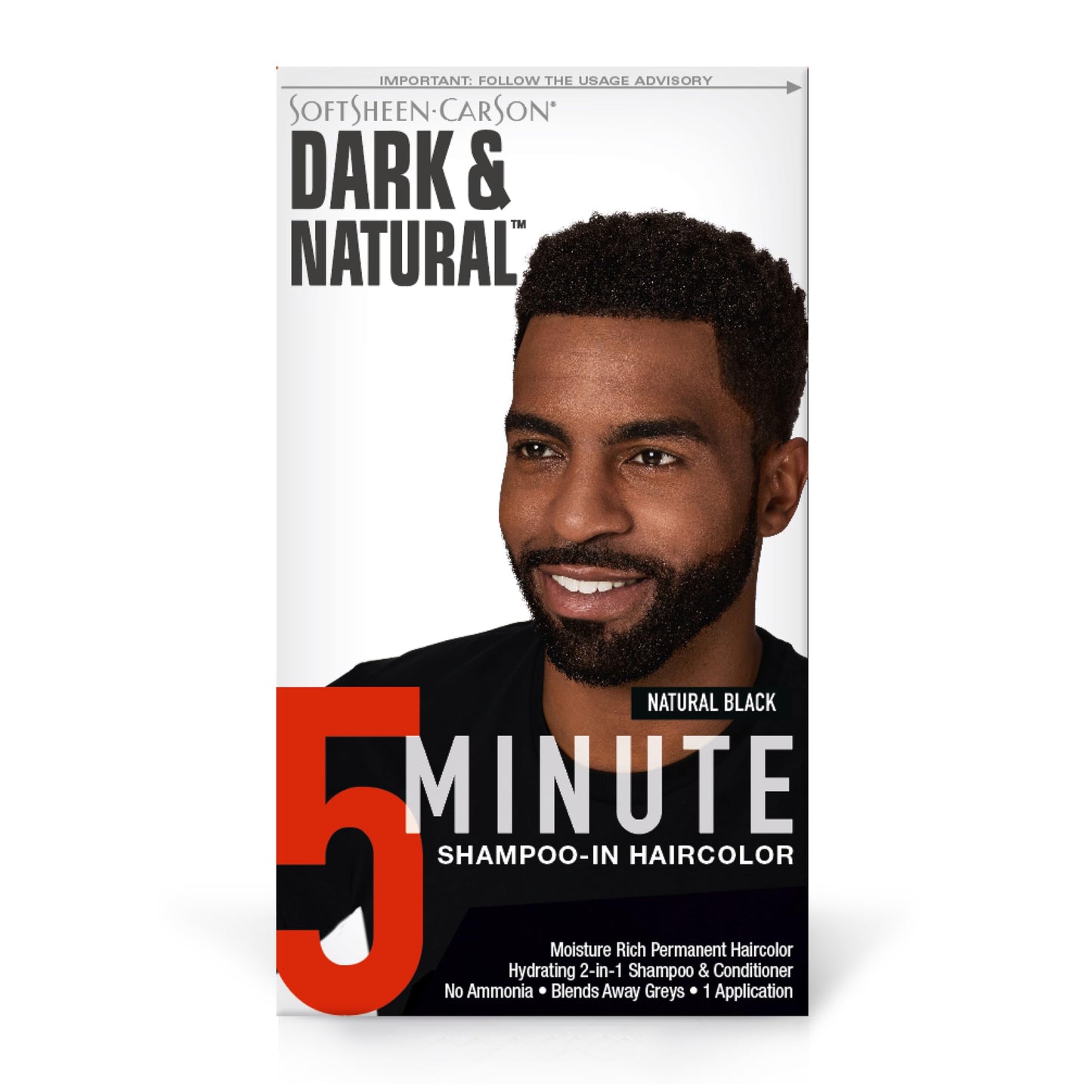SoftSheen-Carson Dark & Natural Hair Color for Men 5 Minutes Natural Looking Gray Coverage for Up To 6 Weeks Shampoo-in Permanent Hair Dye Jet Black Ammonia Free Natural Black 2 Count